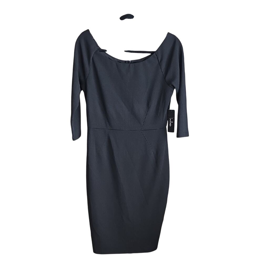 Lulu's Chic Black Midi Bodycon Dress Womens Size Large NWT
